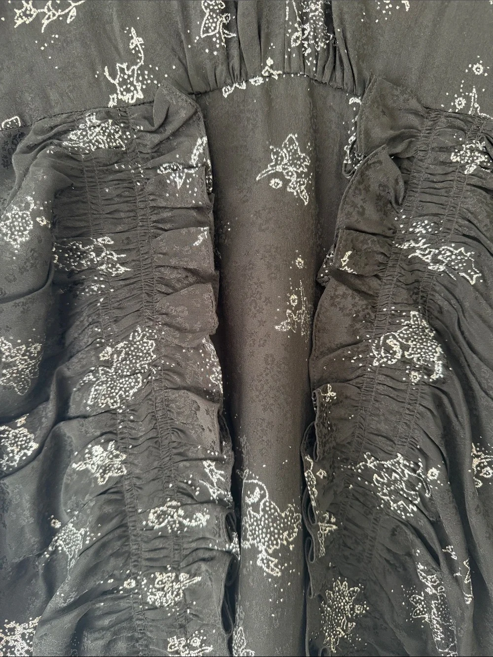 Rebecca Taylor Black Floral-Print Long Sleeve Mini Dress